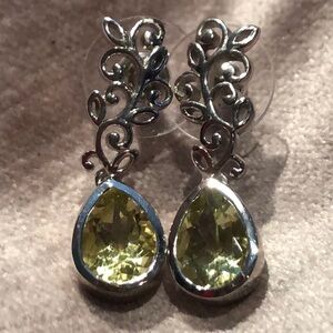 Yellow Quartz Earrings Sterling Silver 925 NWOTS